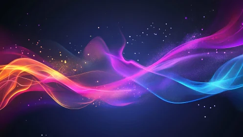 Multicolor luminous energy waves over dark gradient background.
