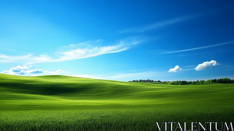 Endless green waves under a spotless blue summer sky.