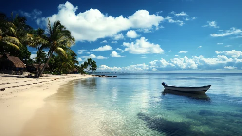 Solitary Rowboat's Island Paradise Dream.