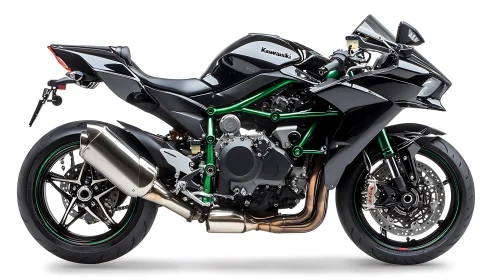 Sleek Kawasaki sport motorcycle waits ready for thrilling rides