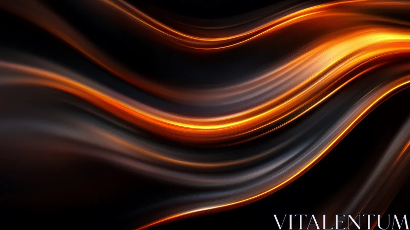 Luminous copper light waves flowing through dark space.