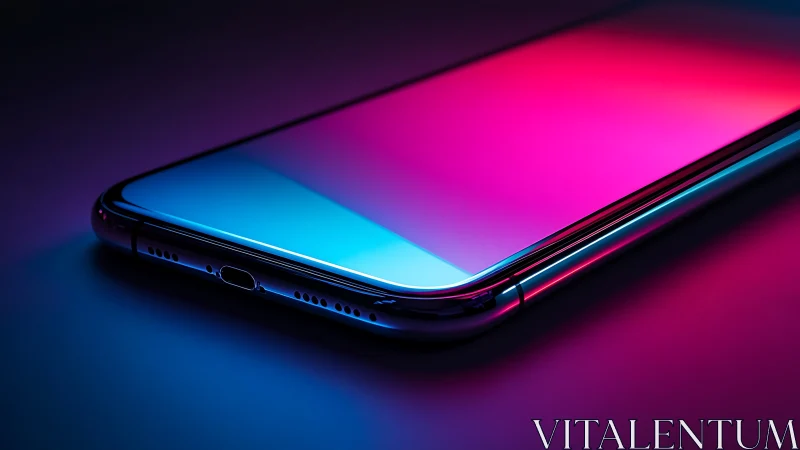Modern Smartphone with Neon Gradient Display