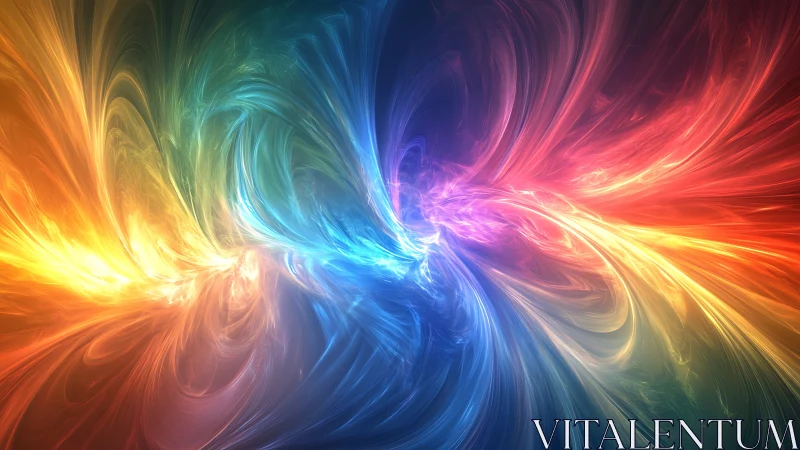 Multicolored radial light patterns in abstract digital field.