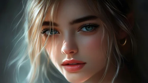 Digital painting close-up portrait with luminous soft focus rendering.