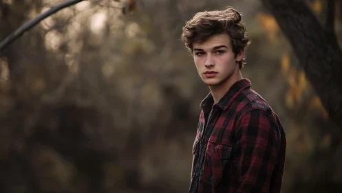 Shallow-depth forest portrait with autumnal tonal compression.