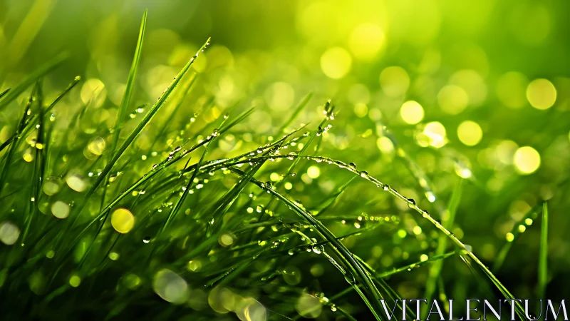 Morning dew turns humble grass blades into liquid constellations