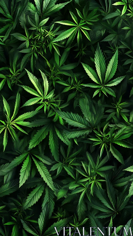 Emerald cannabis canopy swirling in layered shadowgreen hush.