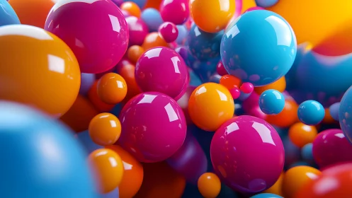 Chromatic glossy spheres in dynamic floating abstraction.
