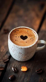 Steaming Cup of Love: Heart-Topped Coffee Moment