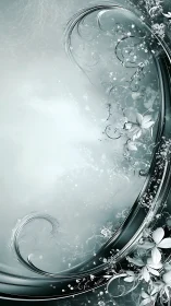 Gentle silver floral swirls in a dreamy misty glow.