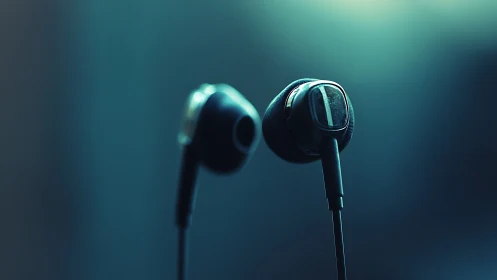 Cozy black earbuds hang ready to share calm, personal sound