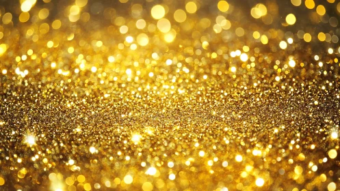 Golden glitter surface under shallow focus creates bokeh field