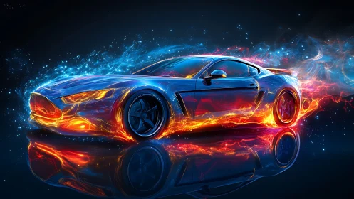 Starborne supercar drifts through liquid fire and neon sparks