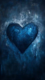 Dark Blue Heart in Textured Abstract Background.