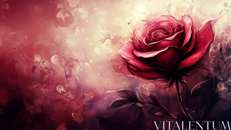 Rendered rose with atmospheric bloom and gradient backdrop