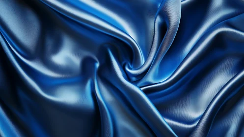 Undulating Blue Silk Fabric: Luxe Material Study.