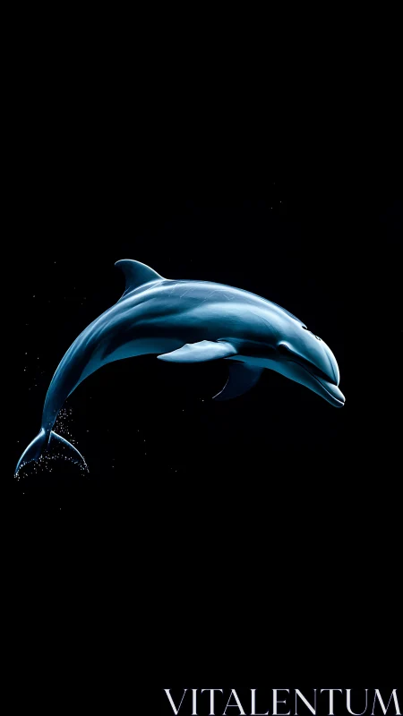 High-contrast dolphin profile in deep black negative space.