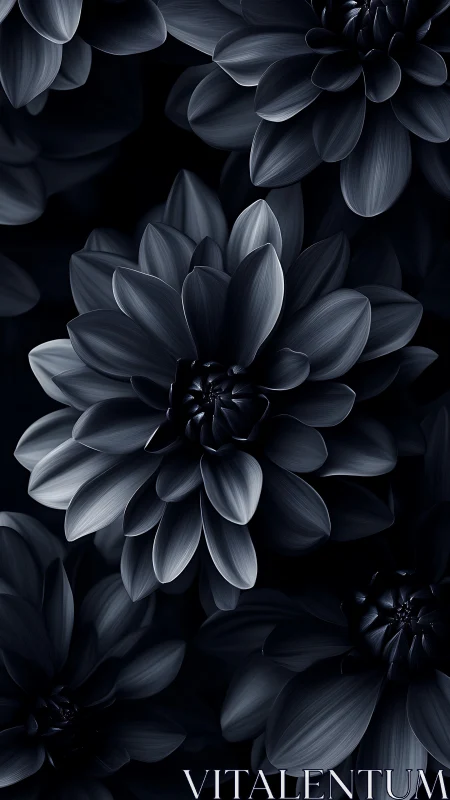 Monochromatic Dahlia Composition: Geometric Petal Architecture Against Void.