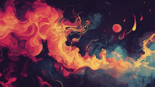 Celestial nebula currents in vibrant swirling gradients.