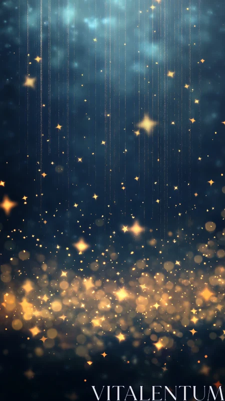 Glistening golden starlight gently shimmers across deep blue