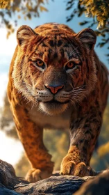 Frontal Felid Portraiture: Golden Hour Apex Predator Study.