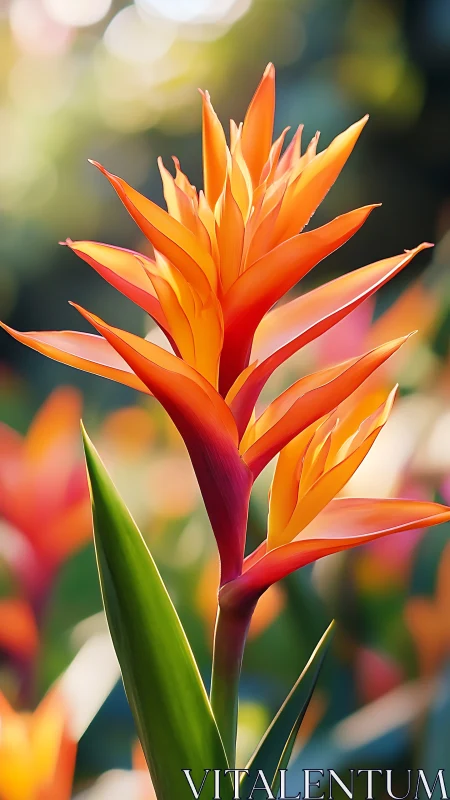 Vibrant Bird of Paradise Flower in Radiant Orange Bloom.