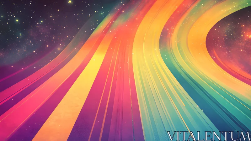 Rainbow starstream highways curving through quiet space.