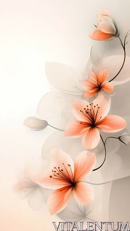 Coral Petals Drift Down a Graceful Botanical Cascade