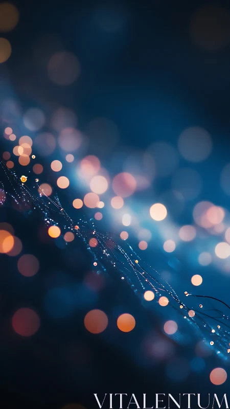 Glowing bokeh orbs drift across a deep blue abstract field.