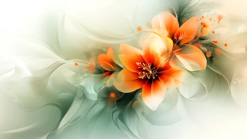 Orange Gradient Blossom Digital Composition.