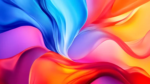 Flowing neon ribbons swirl in a luminous abstract burst