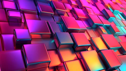 Chromatic metal cubes form dense reflective geometric surface