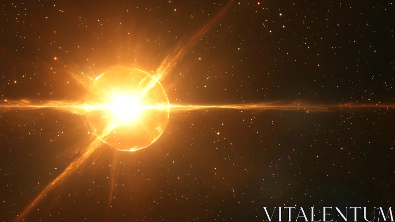 Stellar explosion renders symmetric orange plasma sphere in space