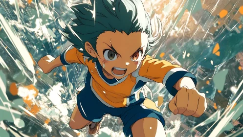 Dynamic low-angle view of running animated athlete figure