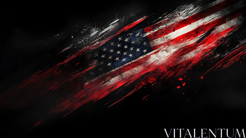Abstract digital rendering of distressed United States flag.