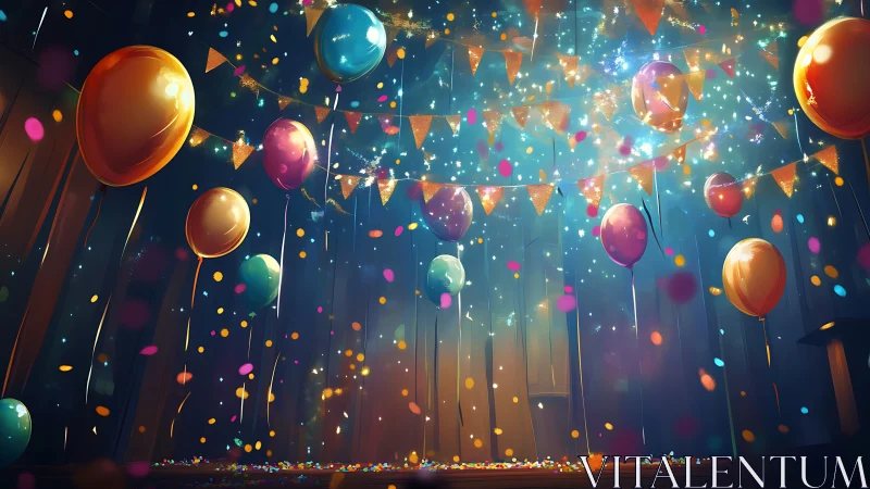 Luminous Balloons Suspended in Ethereal Dark Space.