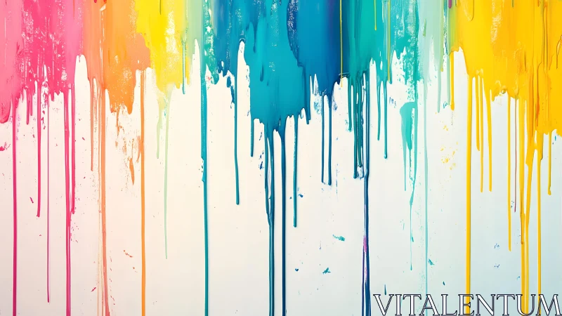 Vibrant Dripping Paint Abstract Wall Art in Rainbow Colors.