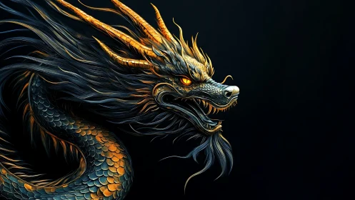 Glowing dragon curls through midnight with molten grace.