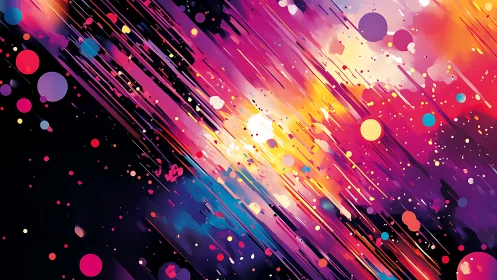 Neon Comet Confetti Racing Through a Cosmic Paintstorm.