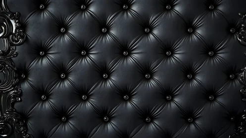 Black tufted leather surface with symmetrical button grid.