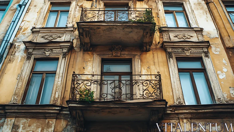 Weathered balconies capture fading grandeur of old facade