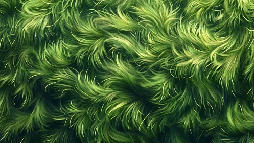 Green abstract fur texture with flowing layered strands