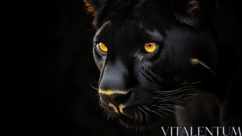 Black Panther Portrait With Golden Eyes.