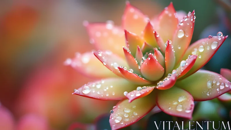 Succulent's Pink Petals Adorned with Morning Dew.