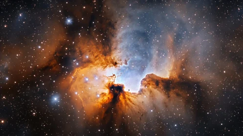 Stellar embers billow from a cosmic canyon of newborn stars