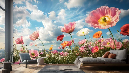 Cosmos Ballet: Gerberas Defy Gravity Under Azure Theater.