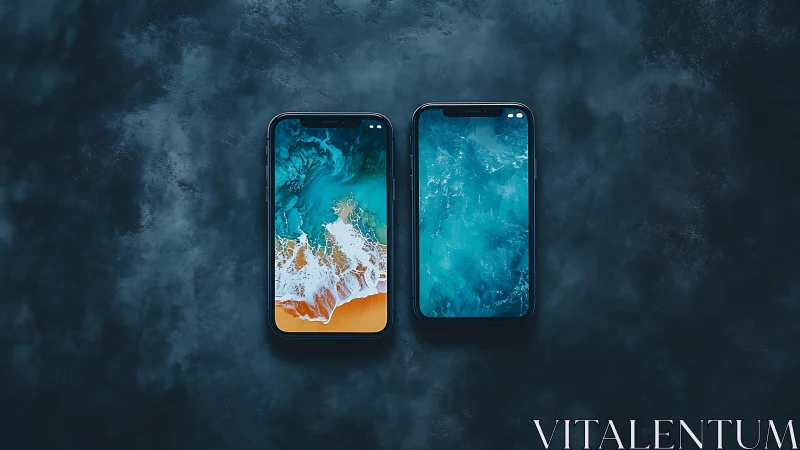 Twin tide screens cradle a pocket ocean dreamscape duo.