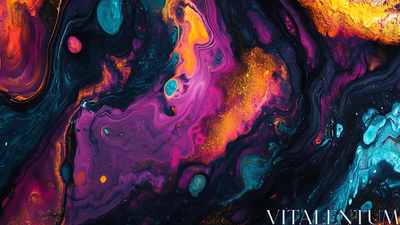 Fluid acrylic macro reveals turbulent neon pigment diffusion fields