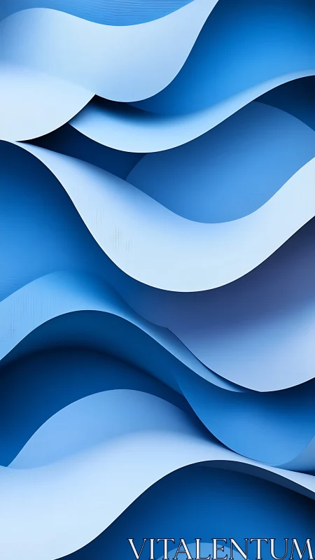 Layered blue wave forms create fluid abstract depth.