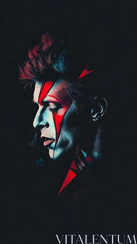 Neon-lit portrait profile with angular red geometric accents